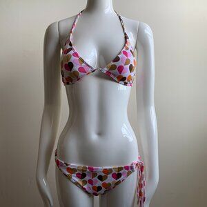 Billabong surf white & pink heart braided halter bikini